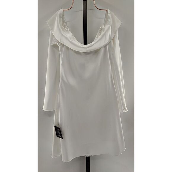 Lulus Women Luxurious Vision Satin Off-The-Shoulder Mini Dress White L - Picture 3 of 3